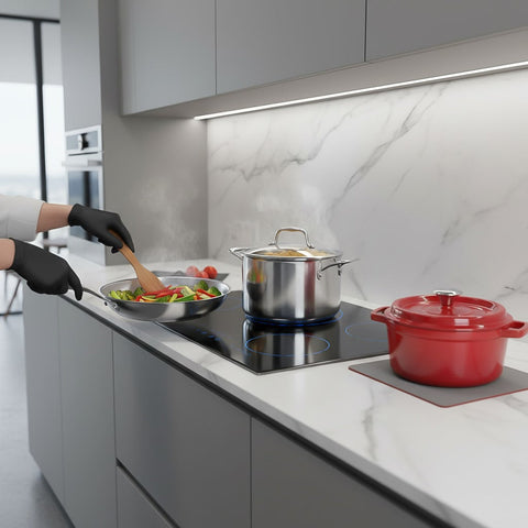 SOGA Kitchenware Bundle – Red Enamel Stewpot, Stainless Steel Fry Pan & Soup Stockpot-3