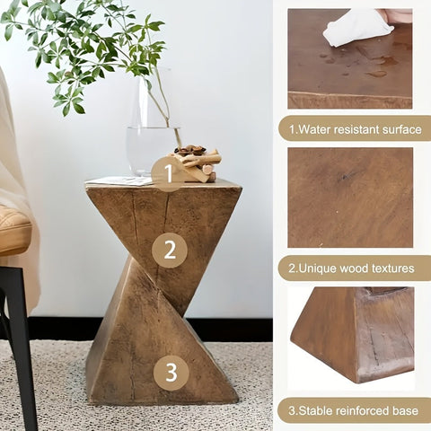 Concrete Side Table Faux Marble Pedestal Stand