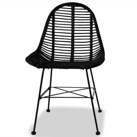 NNEVL Dining Chairs 4 pcs Black Natural Rattan