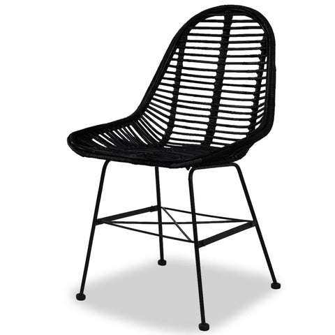 NNEVL Dining Chairs 4 pcs Black Natural Rattan
