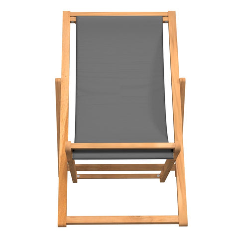 NNEVL Folding Beach Chair Solid Teak Wood Grey