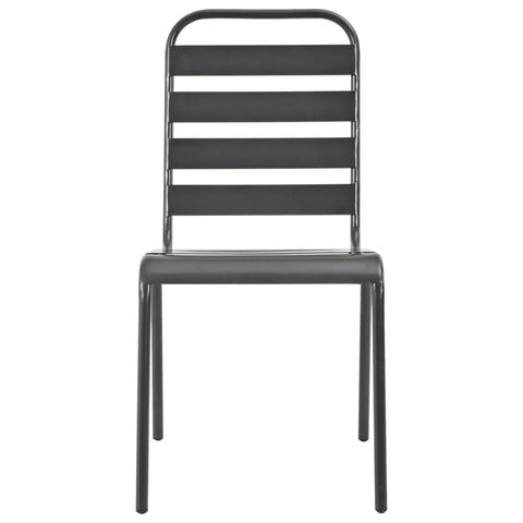 NNEVL Outdoor Chairs 4 pcs Slatted Design Steel Dark Grey