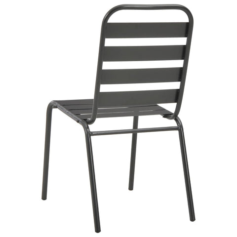 NNEVL Outdoor Chairs 4 pcs Slatted Design Steel Dark Grey