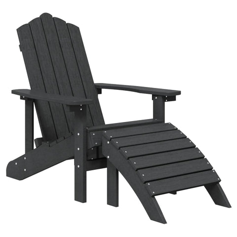NNEVL Garden Adirondack Chairs 2 pcs with Footstools HDPE Anthracite