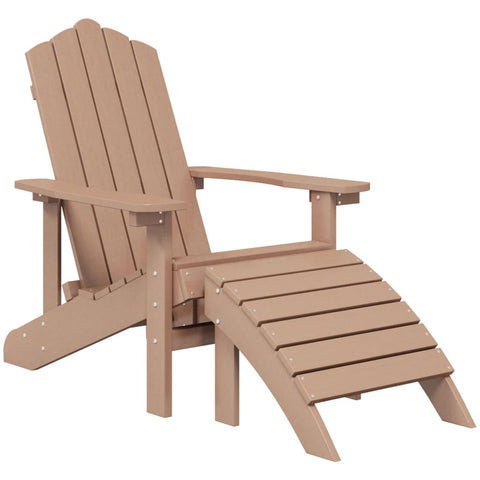 NNEVL Garden Adirondack Chairs 2 pcs with Footstools HDPE Brown