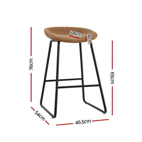 NNEDSZ 2x Bar Stools Kitchen Dining Chairs Counter Stool PU Leather Metal Brown-1
