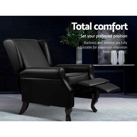 NNEDSZ Recliner Chair Luxury Lounge Armchair Single Sofa Couch PU Leather Black