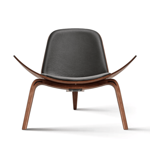 Mid-Century Modern Nordic Design Shell Chair in Black Walnut