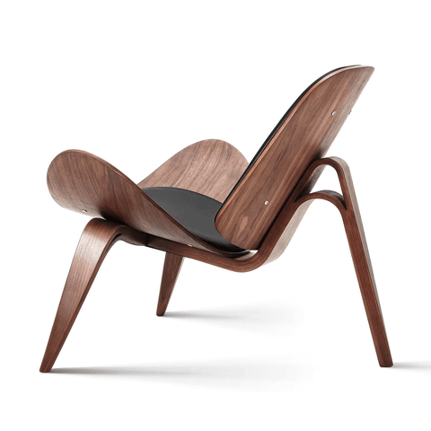 Mid-Century Modern Nordic Design Shell Chair in Black Walnut