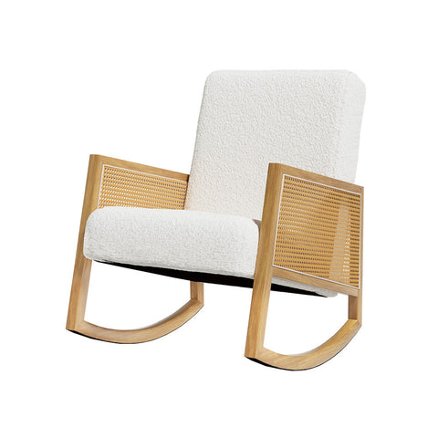 NNEDSZ Armchair Rocking Chair Boucle Rattan White