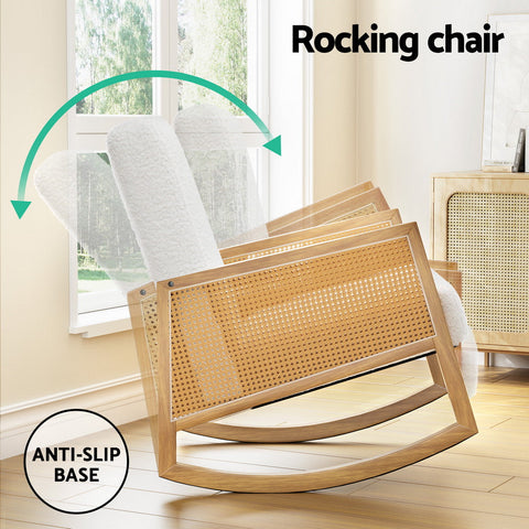 NNEDSZ Armchair Rocking Chair Boucle Rattan White