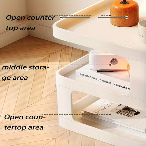 Tiered Shelf Bedside Table - White-3