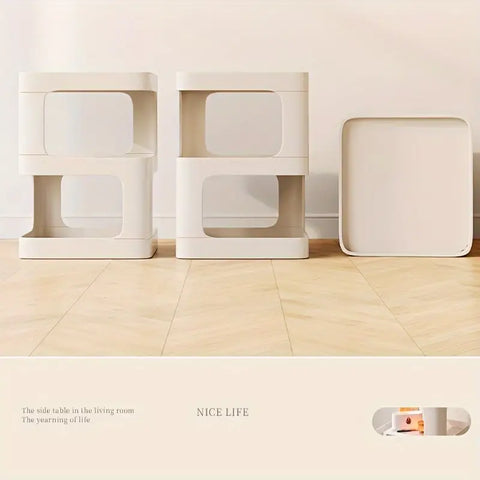 Tiered Shelf Bedside Table - White-2
