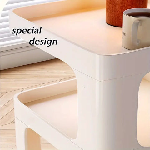 Tiered Shelf Bedside Table - White-4
