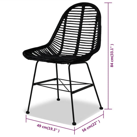 NNEVL Dining Chairs 4 pcs Black Natural Rattan
