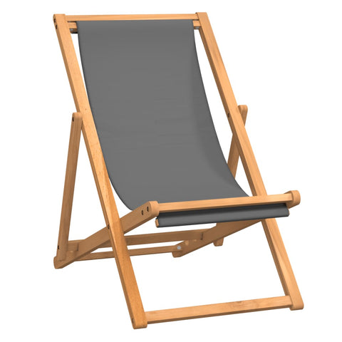 NNEVL Folding Beach Chair Solid Teak Wood Grey
