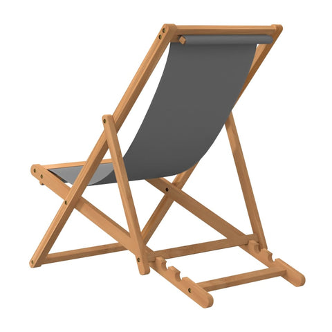 NNEVL Folding Beach Chair Solid Teak Wood Grey