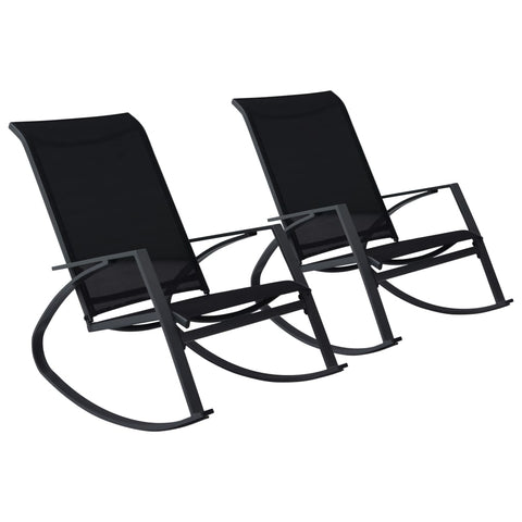 NNEVL Garden Rocking Chairs 2 pcs Textilene Black