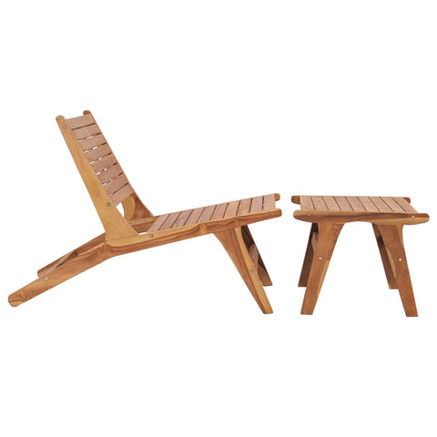 NNEVL Garden Chair with Footrest Solid Teak Wood