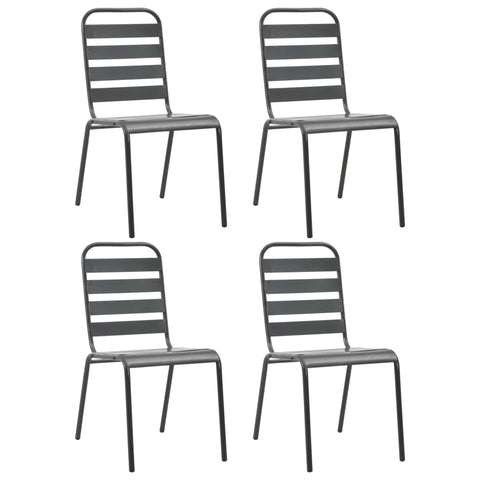 NNEVL Outdoor Chairs 4 pcs Slatted Design Steel Dark Grey