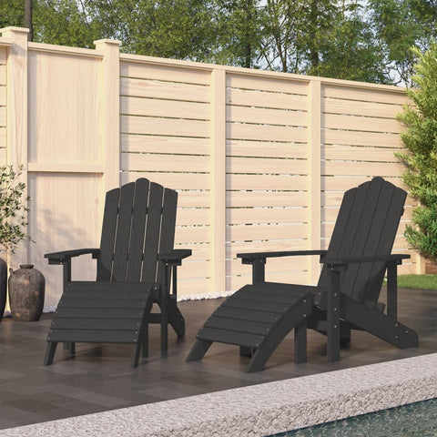 NNEVL Garden Adirondack Chairs 2 pcs with Footstools HDPE Anthracite