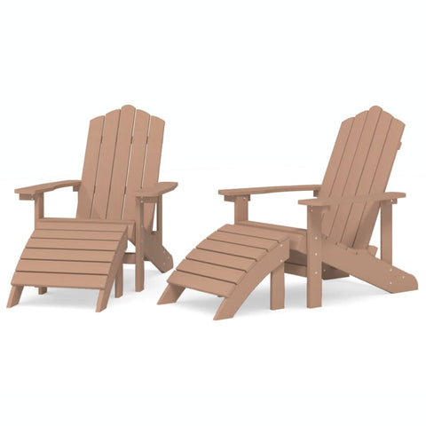 NNEVL Garden Adirondack Chairs 2 pcs with Footstools HDPE Brown