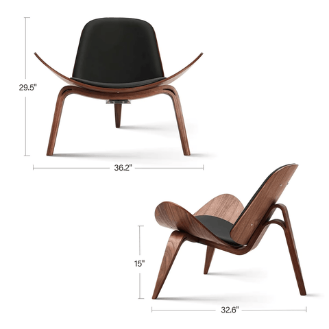 Mid-Century Modern Nordic Design Shell Chair in Black Walnut