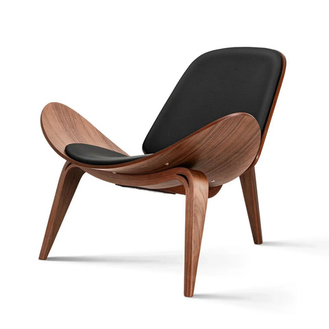 Mid-Century Modern Nordic Design Shell Chair in Black Walnut