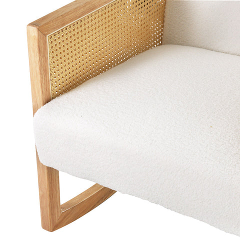 NNEDSZ Armchair Rocking Chair Boucle Rattan White